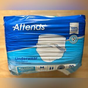Attends Disposable Underwear Medium Moderate 20 Ct New